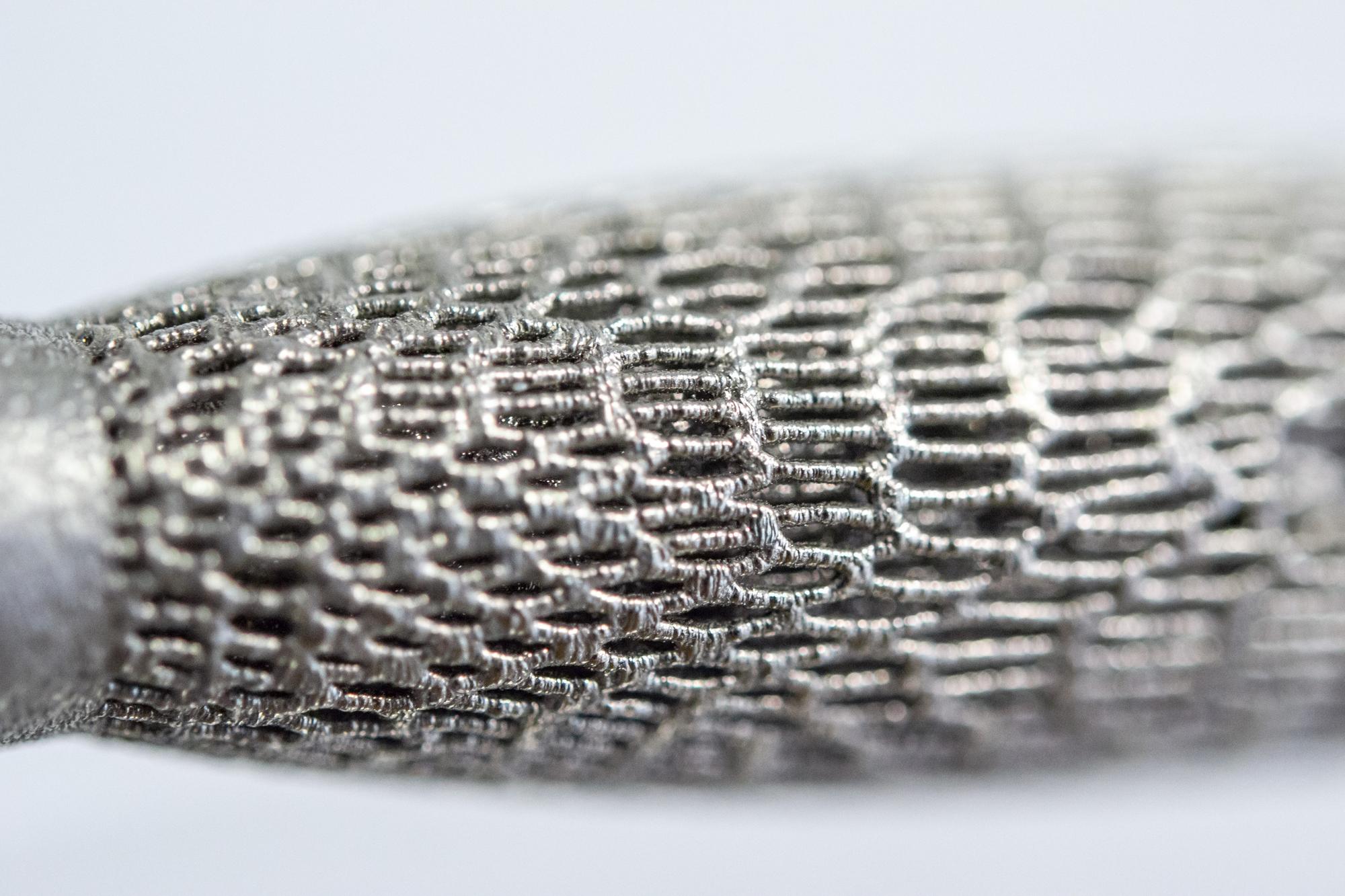 Close-up of metallic thread embroidery